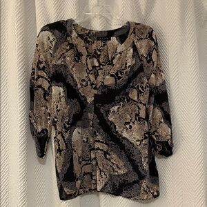 Glam Black and Tan Snake Print Blouse